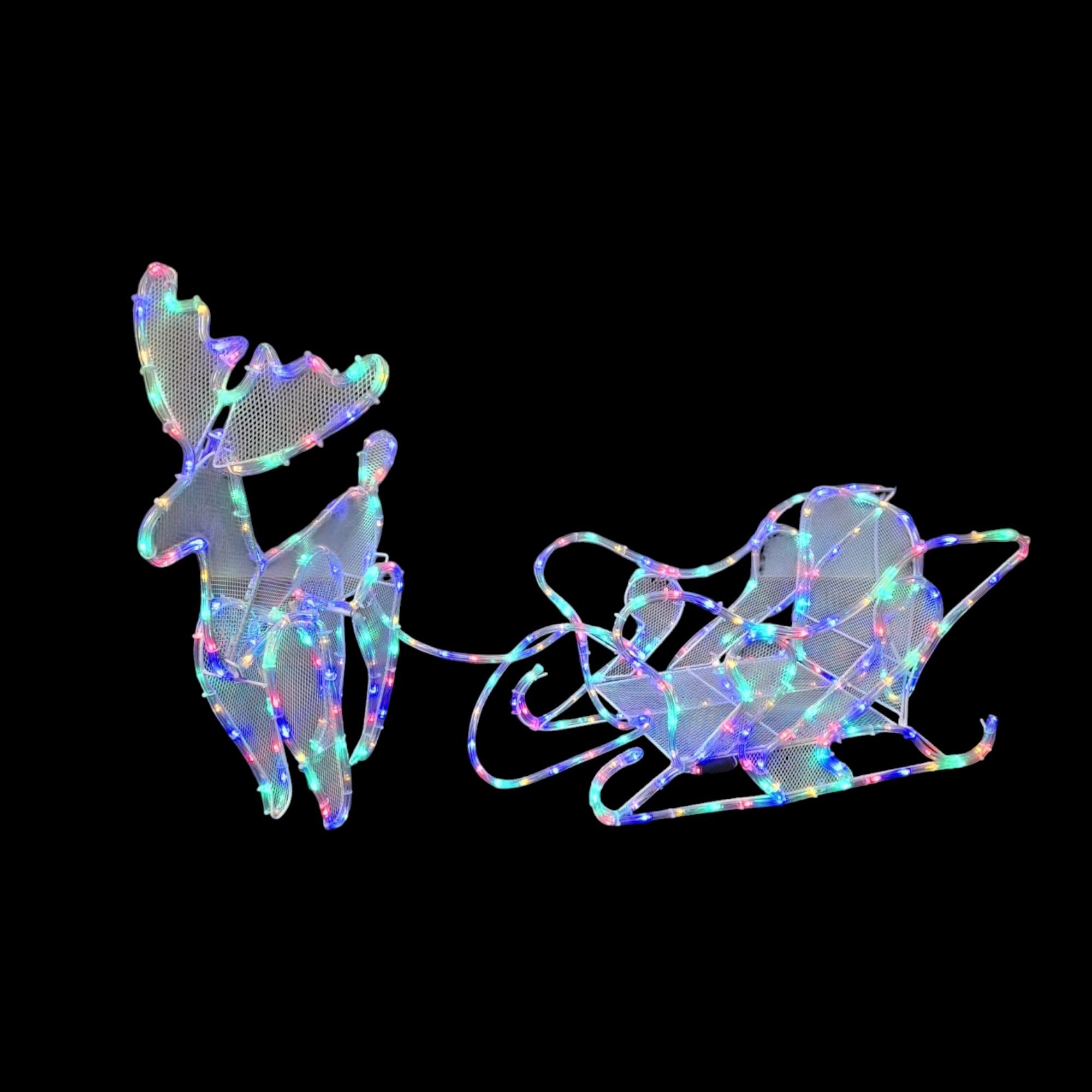 Reindeer Sledge with 12M LED Tube Lights RGB - ZYF-D218