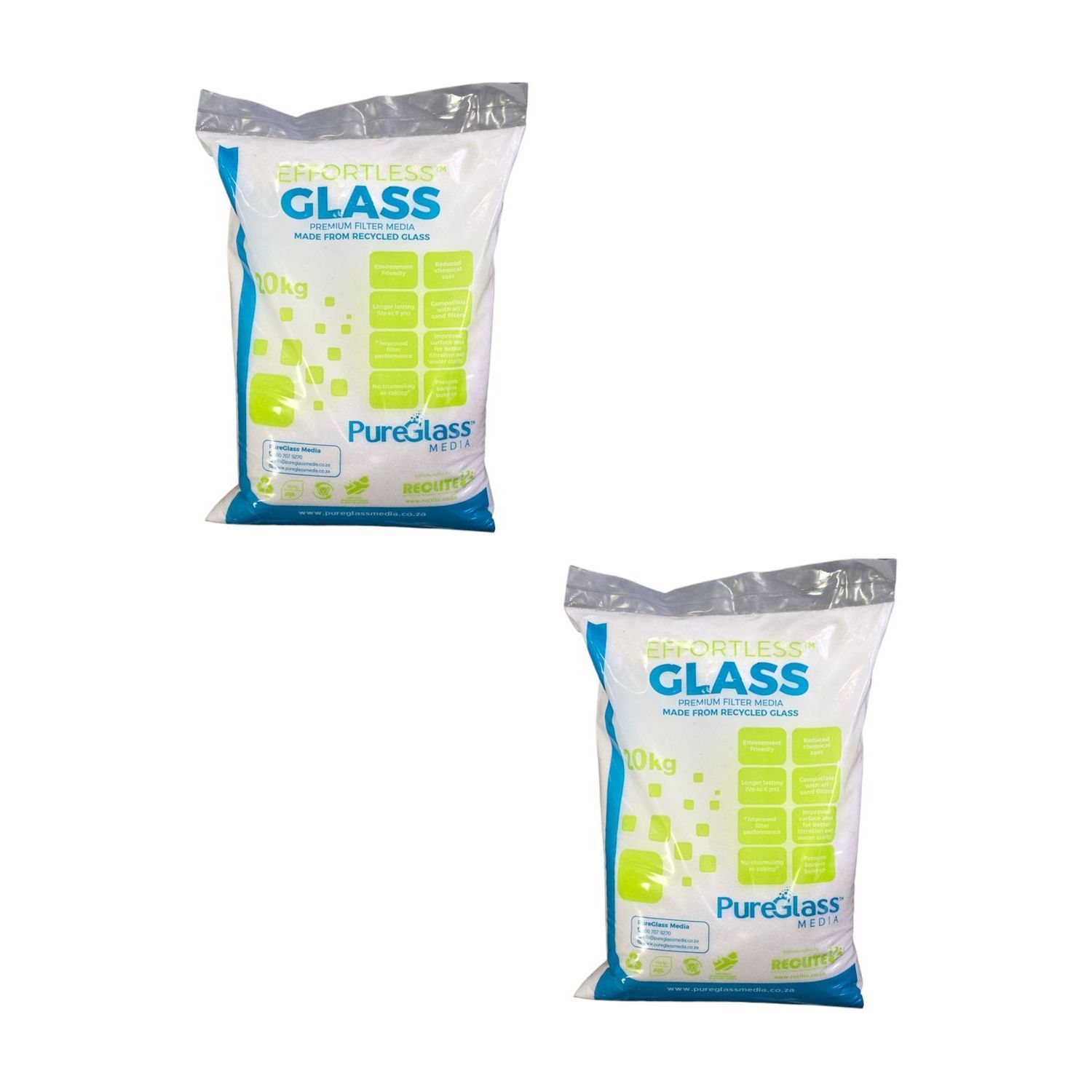 2 X Glass Filter Media 20 kg - Swimming Pool Filter Sand Replacement