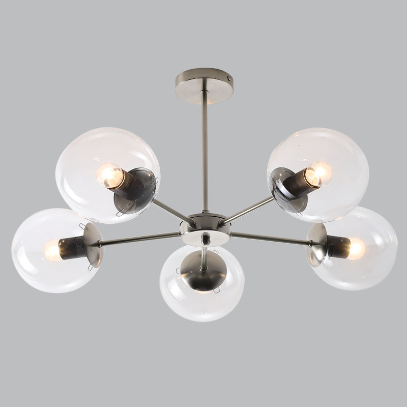 Metal and Clear Glass Chandelier