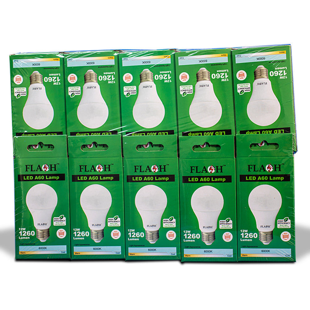 FLASH LED High Efficiency All Purpose Light Bulb 12W A60 Lamp E27 (10 pack)