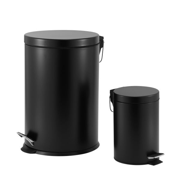 CASA ROMA 3L + 20L STEEL PEDAL BIN COMBO SET -  BLACK MATTE