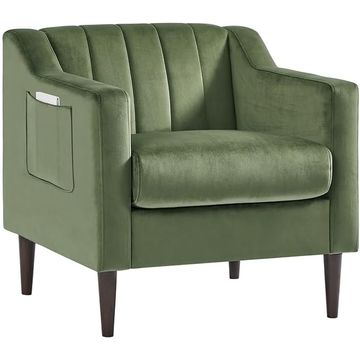 Luna Velvet 1 Seater Sofa Arm Chair - Green
