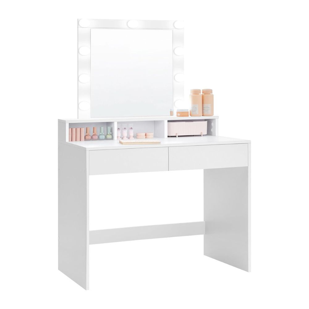 Bragg Derby Vanity Make-Up Dressing Table with Mirror, White