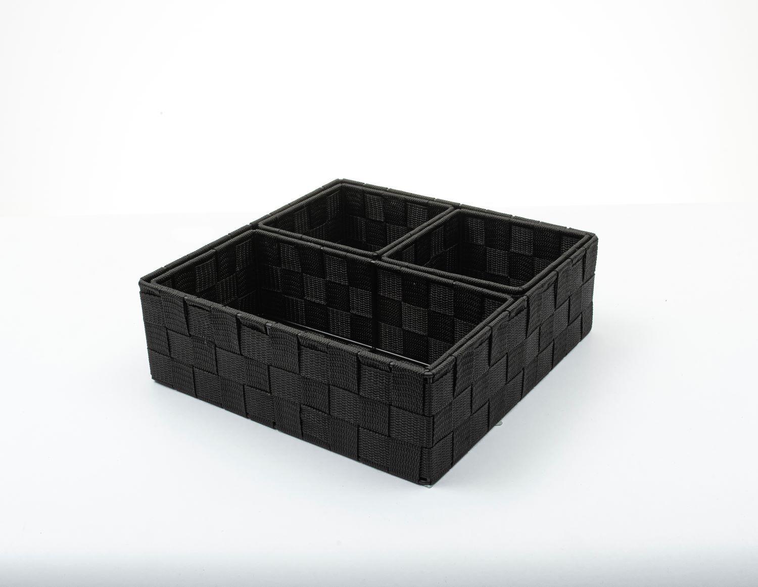 Woven Storage Basket Set of 4 Black