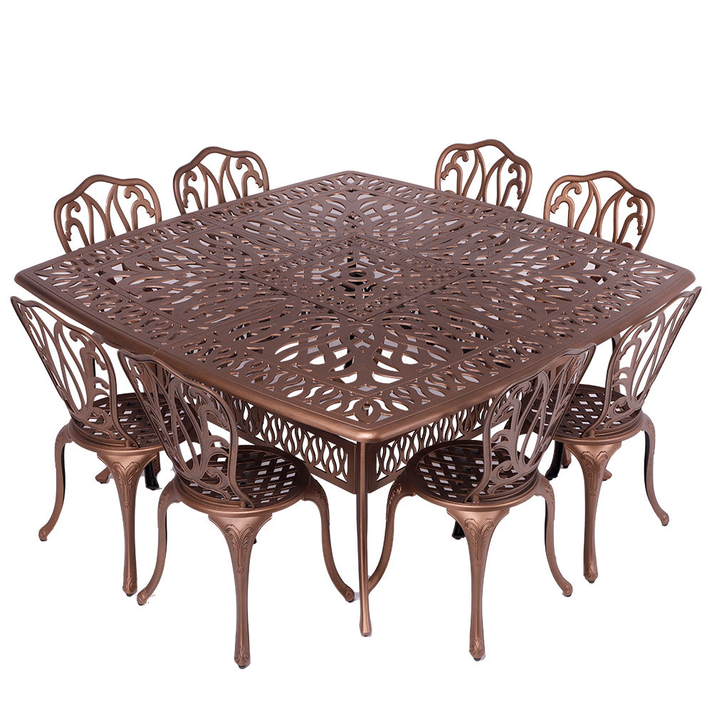 8 Seater - Lisa Aluminium Patio Set / Garden Furniture / Outdoor Dining Set    (8 Lisa Chairs with 164cm x  164cm Square Elizabeth Table) - COPPER