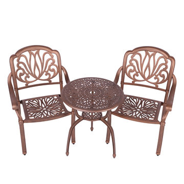 2 Seater - Protea Aluminium Patio Set / Garden Furniture / Outdoor Dining Set   (2 Protea Chairs with 60cm Round Elizabeth Table) - COPPER