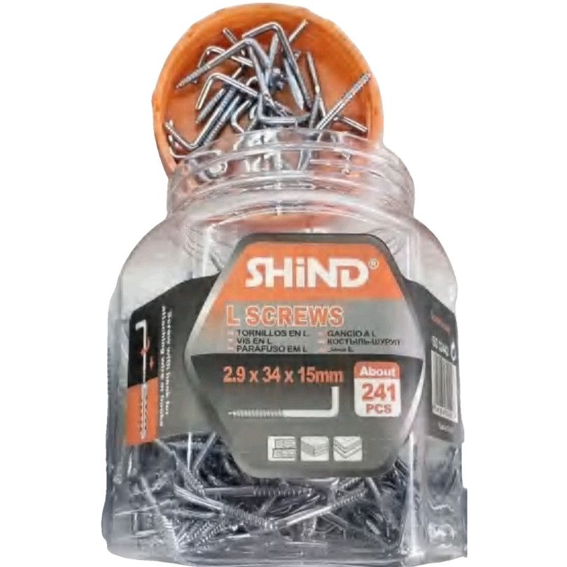 Shind L Screws Hooks 2.9x34x15mm About 241pcs Pack