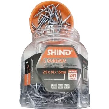Shind L Screws Hooks 2.9x34x15mm About 241pcs Pack
