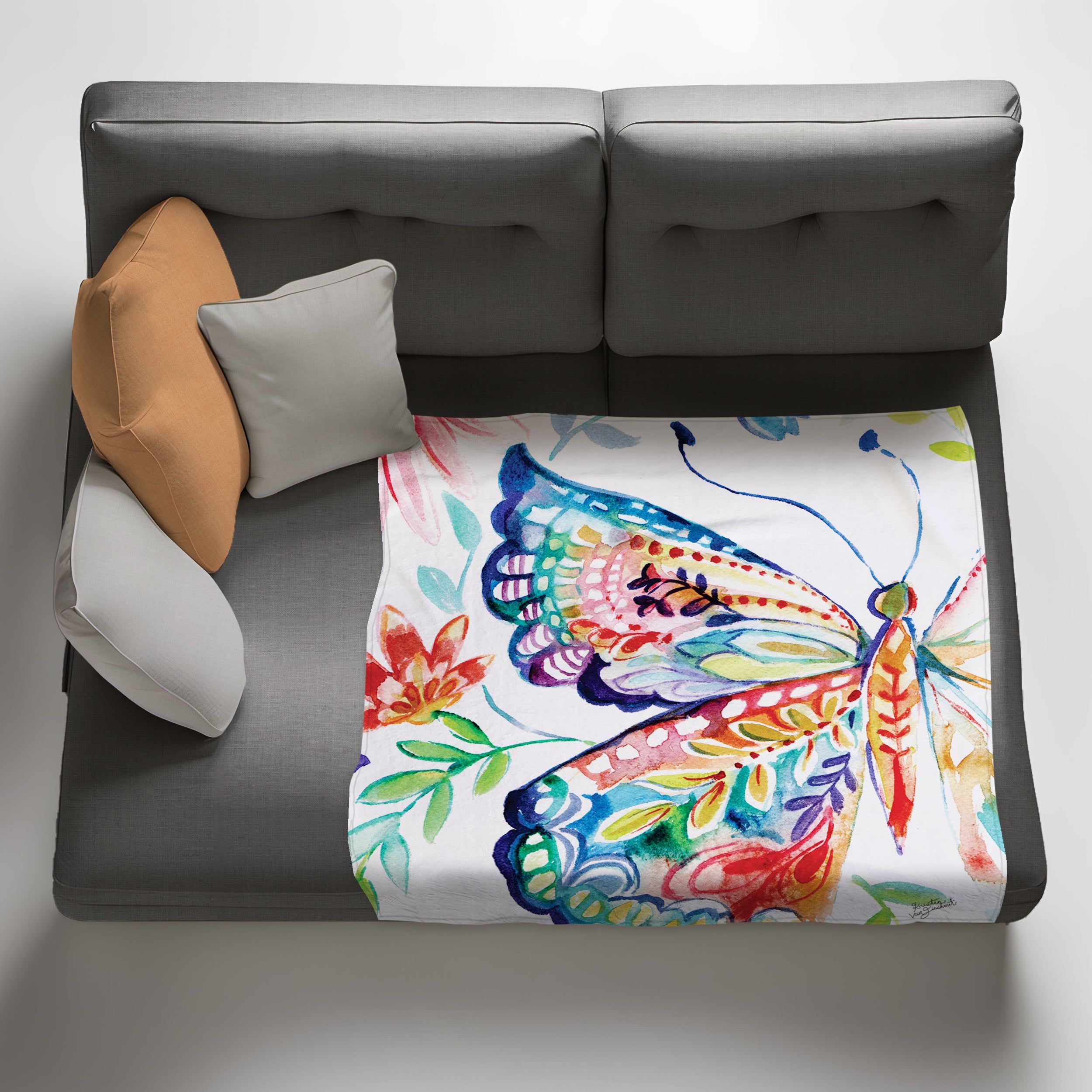 Colourful Butterfly Light Weight Fleece Blanket by Kristin van Lieshout ...