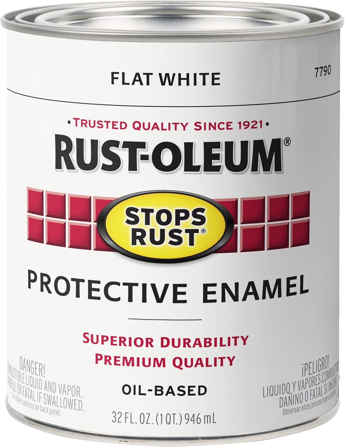 Rust-Oleum Stops Rust Enamel Brush Paint Flat White 946ml