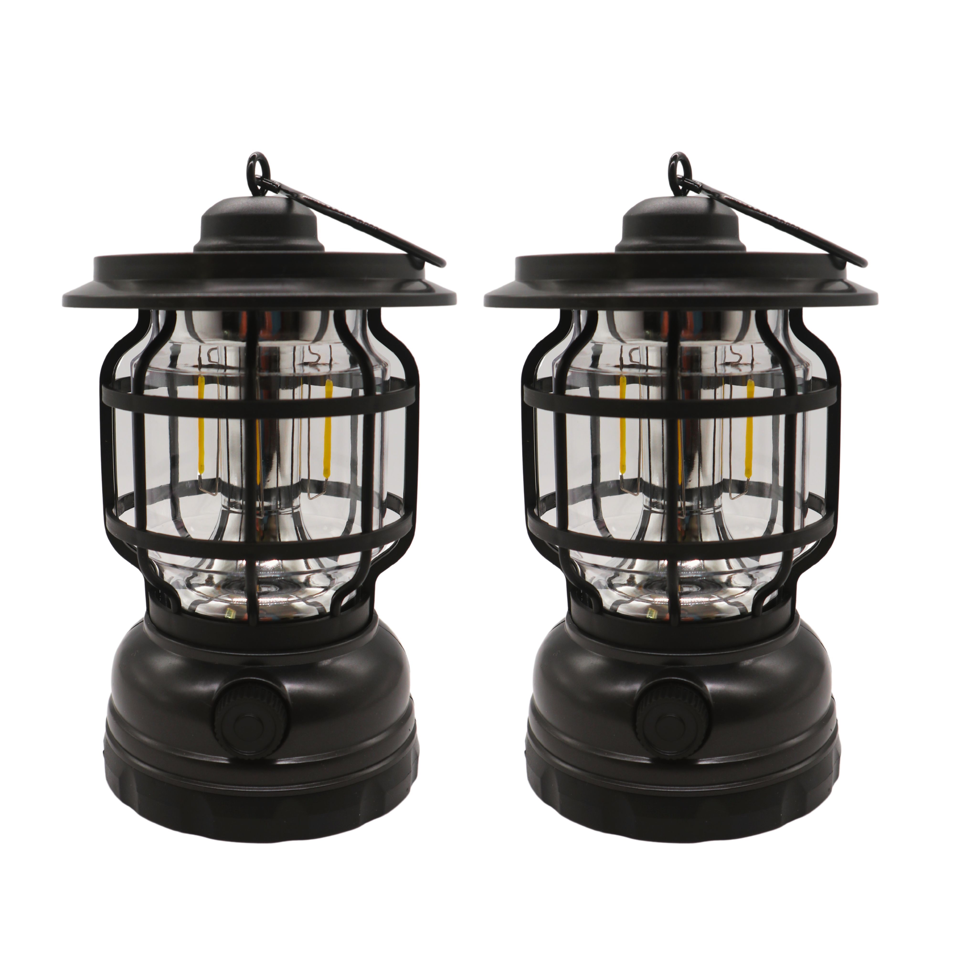 Multi -Functional Solar Indoor/Outdoor Lantern - 2 Pack - Black