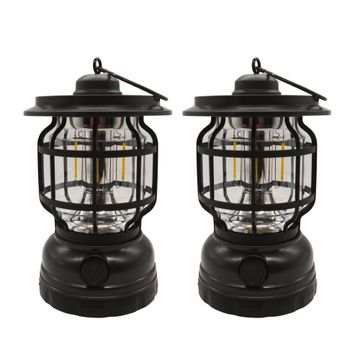 Multi -Functional Solar Indoor/Outdoor Lantern - 2 Pack - Black