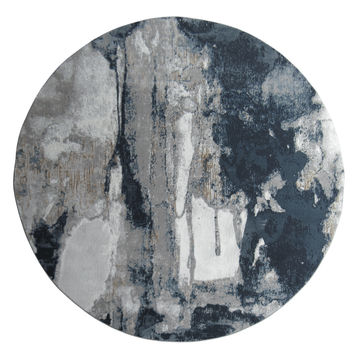 BK Carpets & Rugs – Modern Abstract Round Rug – Grey & Blue- 1.6m x 1.6m