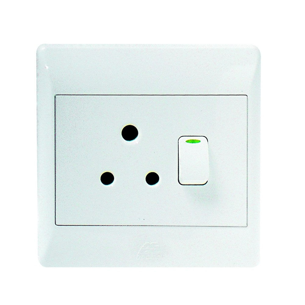 ACDC - White 16A Switched Socket Outlet 4x4 C/W Cover Plate