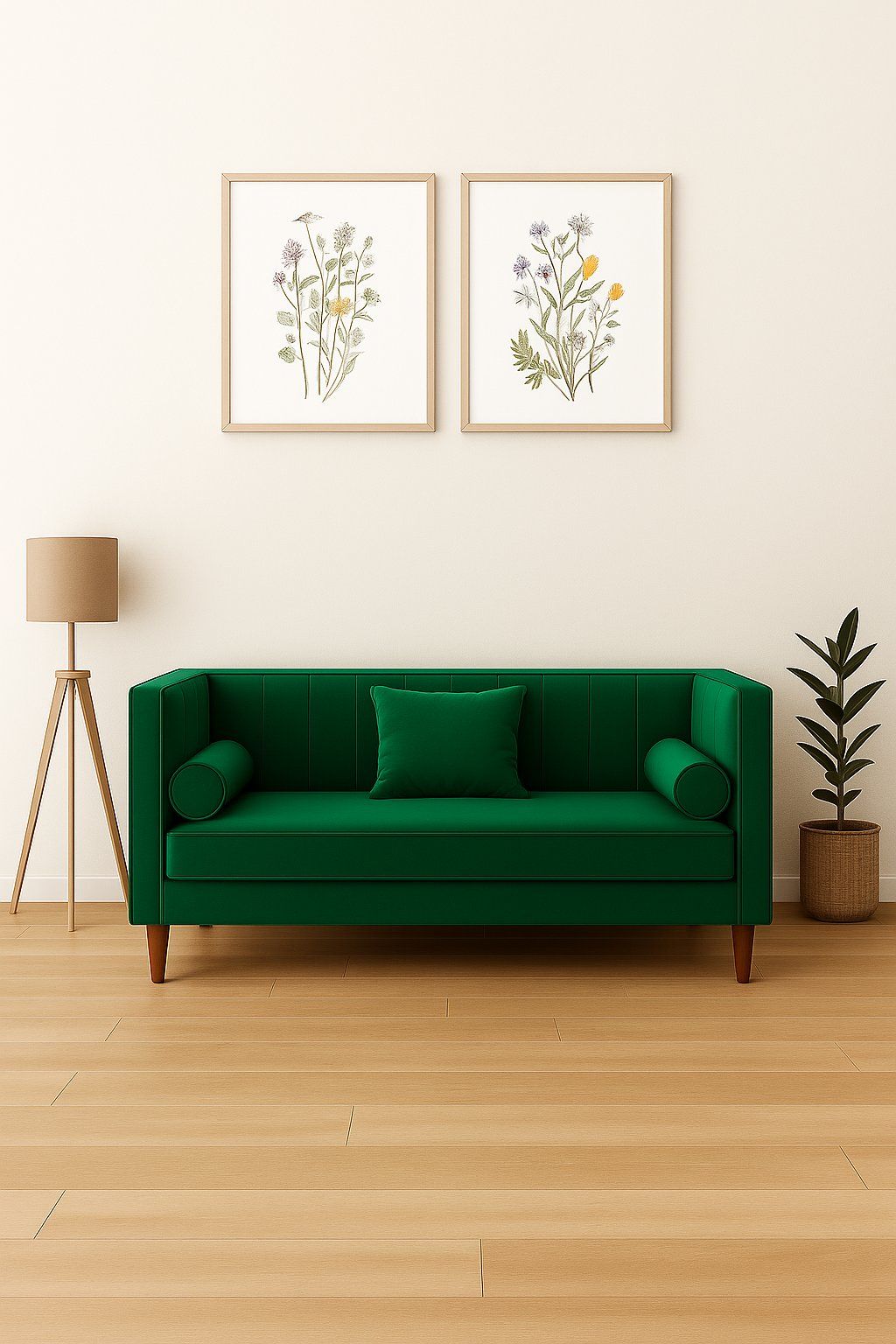 IG Furn- Lora 2 Seater Velvet Couch Green
