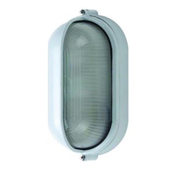 White Die Cast Bulkhead E27 100WMax IP54,  213x162x140