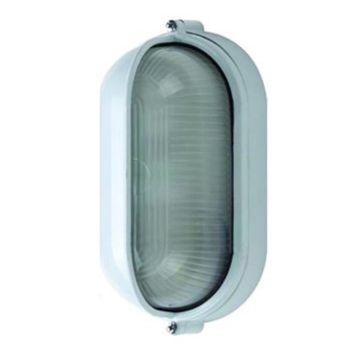 White Die Cast Bulkhead E27 100WMax IP54,  213x162x140