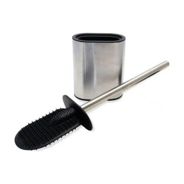 Woodly Toilet Brush Holder Set, Oval, Stainless Steel