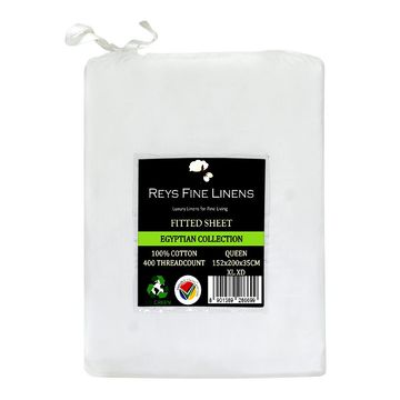 Rey's Fine Linen - Egyptian Collection - Fitted Sheet-Optical White-Queen(30 Pc Pack)