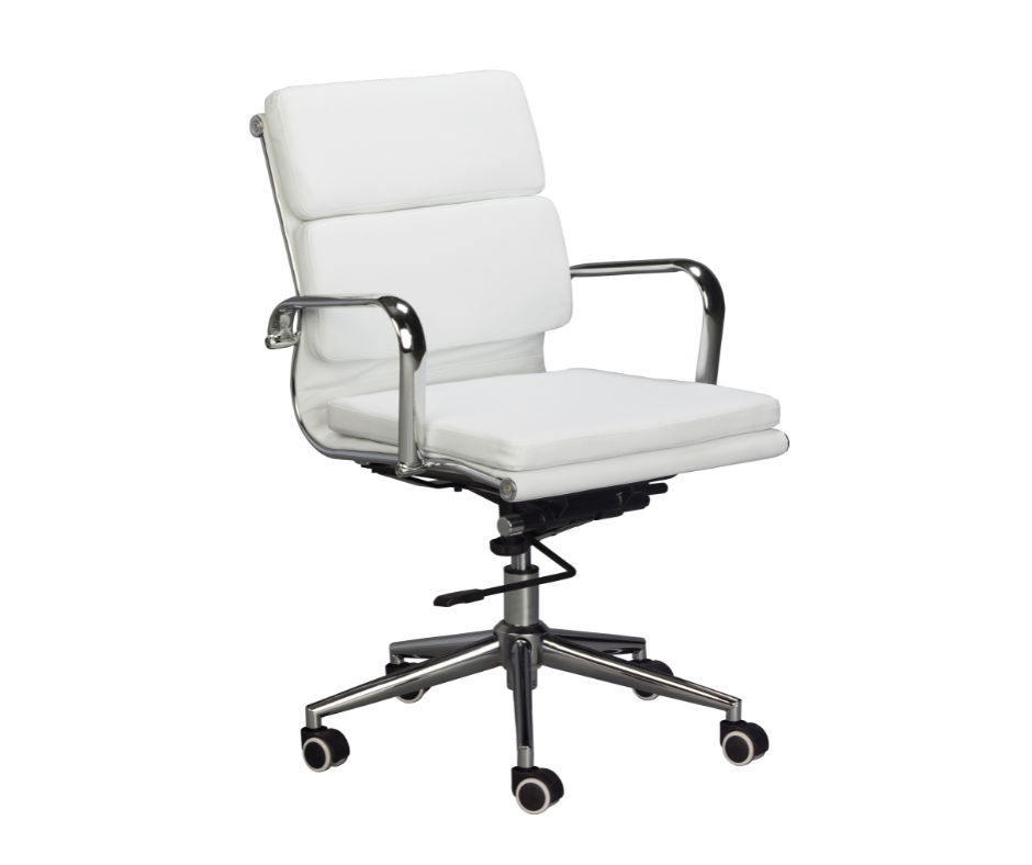 TOCC Classic PU Cushion Medium Back Office Chair - White
