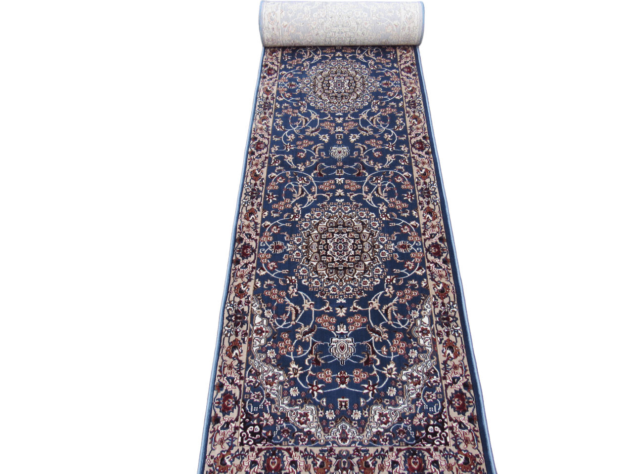 BK Carpets & Rugs -  Persian Inspired Kashan Runner –  80cm x 6m - Blue , Red  & Beige