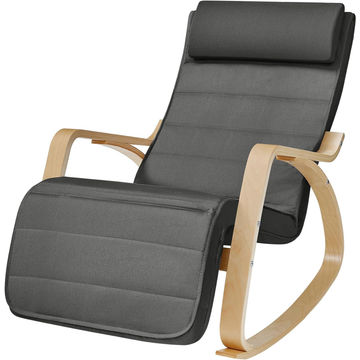 Ergonomic Rocking Chair with Padded Seat & Footrest for Home & Office