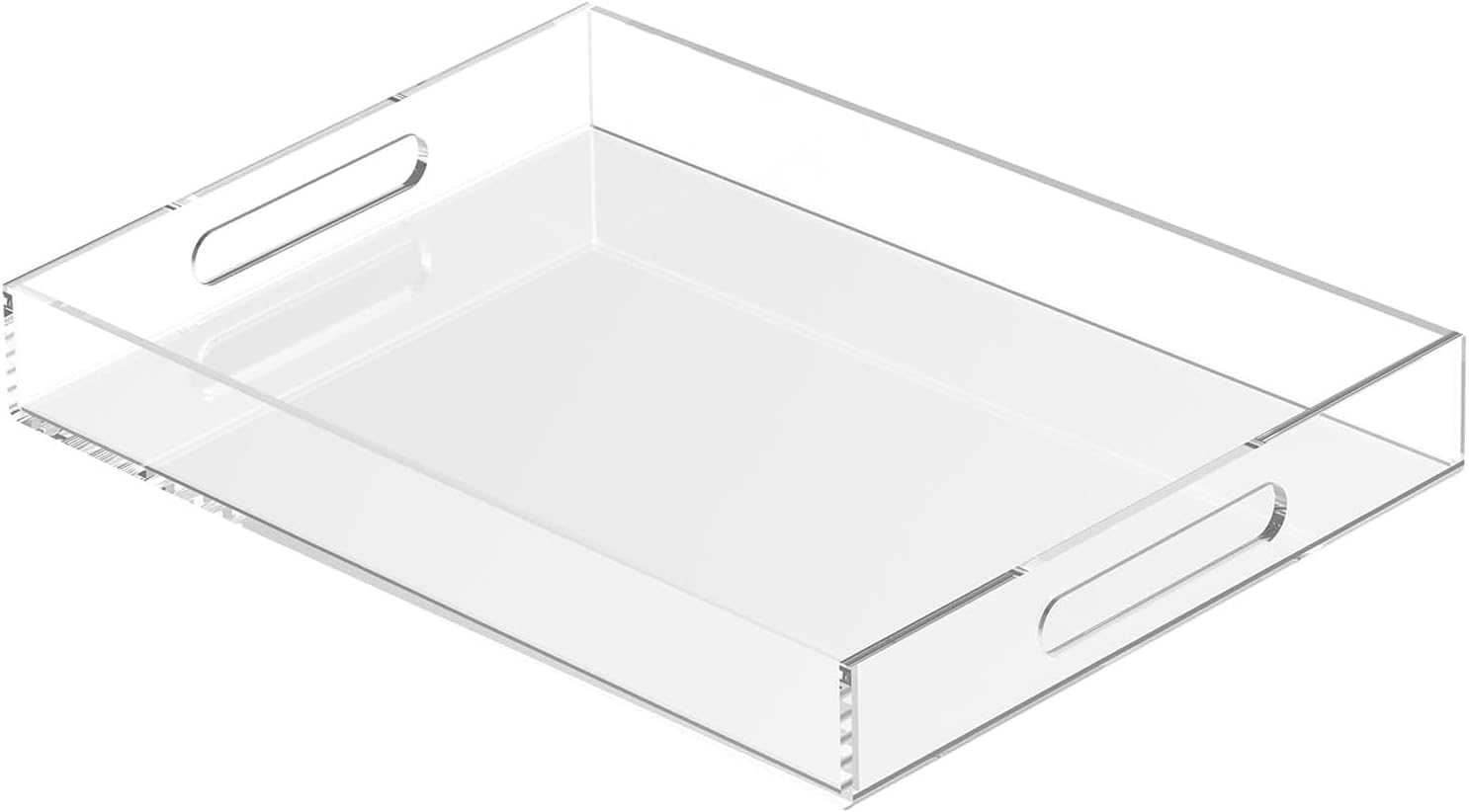 Large Acrylic Serving Tray With Handles - Table Countertop Organiser Decor - Clear