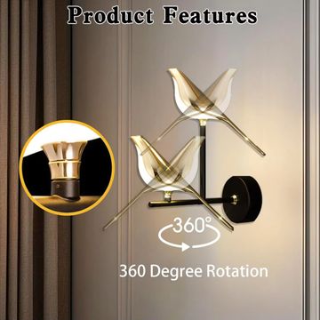 360 Rotating Bird Wall Sconce with LED Accent Light