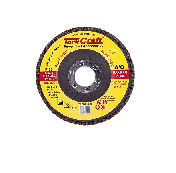 Tork Craft - Flap Sanding Disc 115mm 80 Grit A/O - 5 Pack