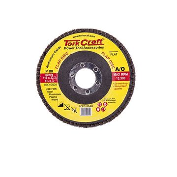 Tork Craft - Flap Sanding Disc 115mm 80 Grit A/O - 5 Pack