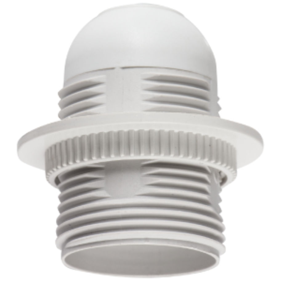 ES White Plastic Lampholder with Ring