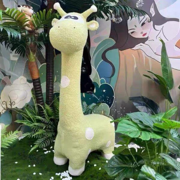 Kids Single Seater Plush Giraffe Fabric Sofa - Yellow
