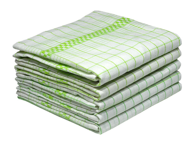 Multipurpose, Easy Fit, Absorbent Kitchen Towel - Design 2399 - 047x065cms (05 Pc Pack) - Checks - Jasmine Green
