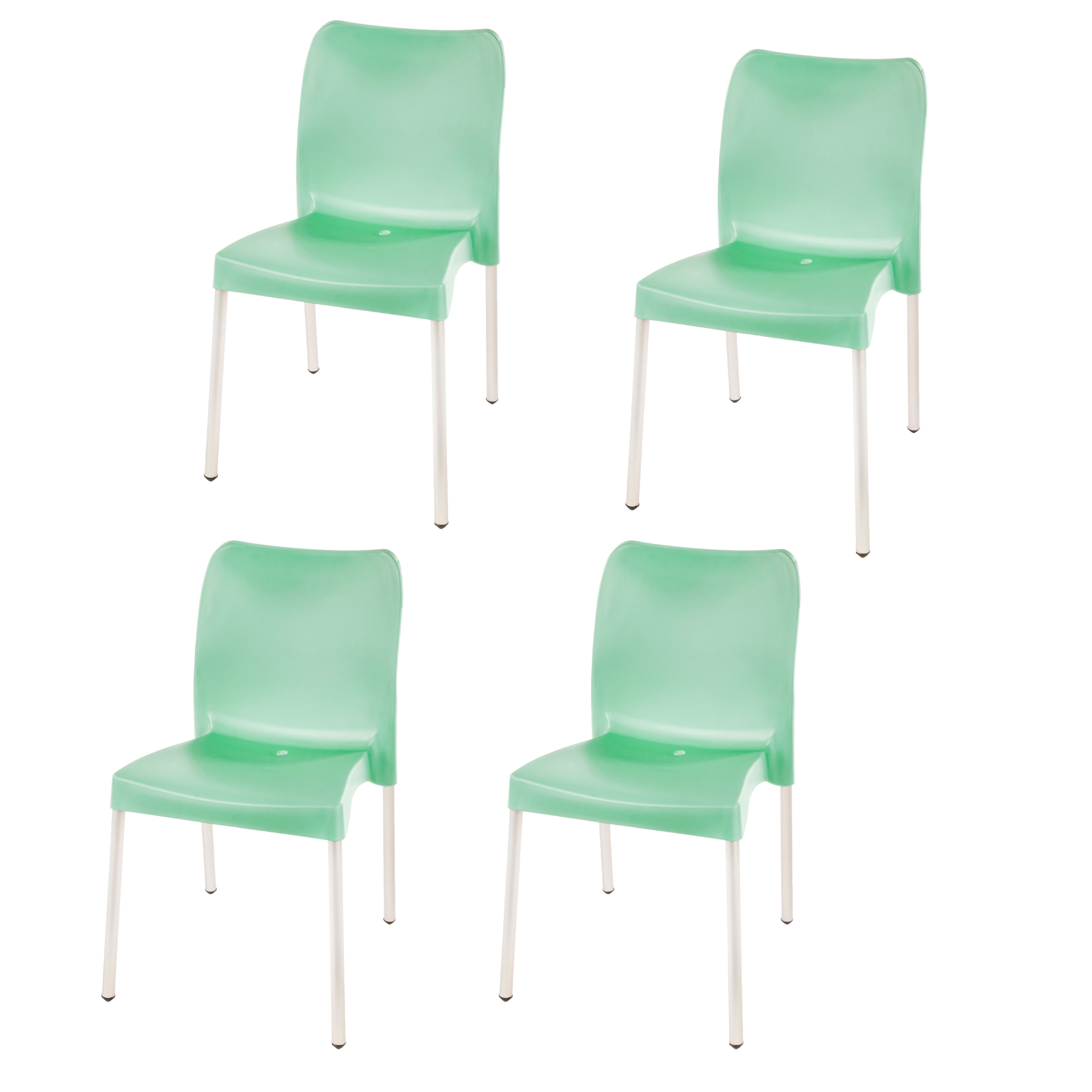 Florence Heavy  Duty Plastic Bistro Chair / Patio Chair / Garden Chair / Stackable - NO ARMRESTS - LAUREL GREEN  - Set of 4
