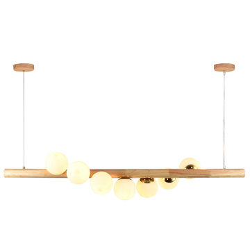 Astral Beam Pendant Wood & White G9 LED 7x3w