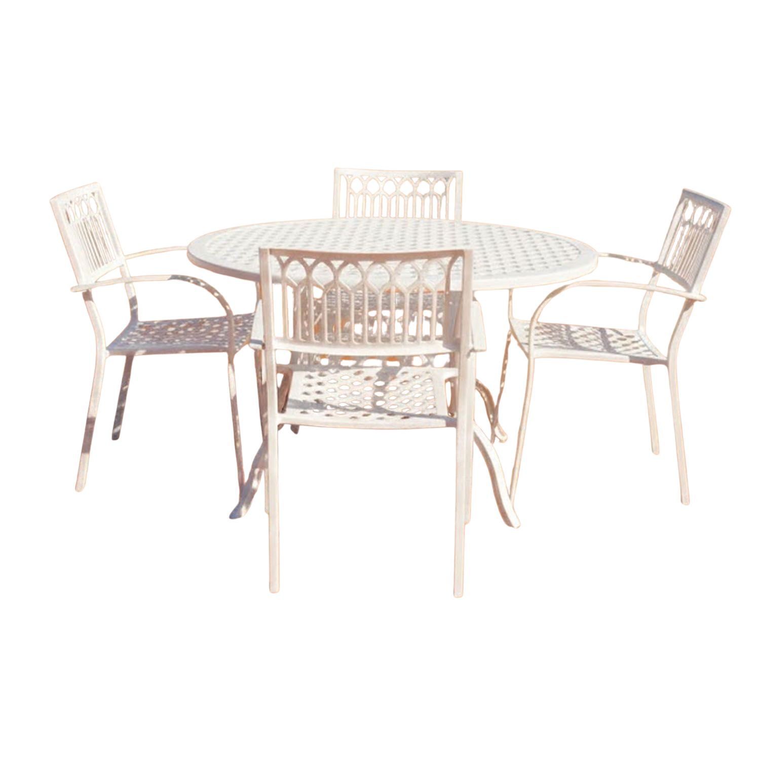 Atlas Round Aluminium Dining Set 4-Seater 1000mm - White