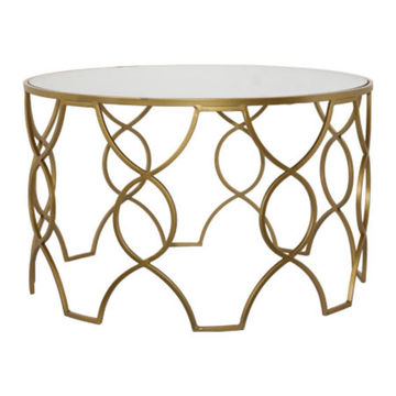 Gold glass round coffee table