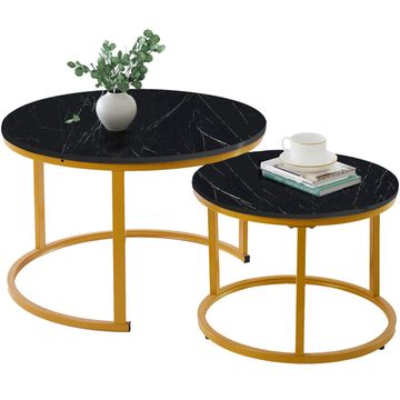 Nesting Coffee Table 2 Set Side Table Melamine Patio Office Table - Black Gold
