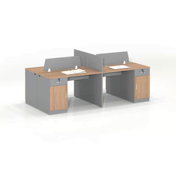 Office Furniture - Merge Four Seater Workstation, Walnut