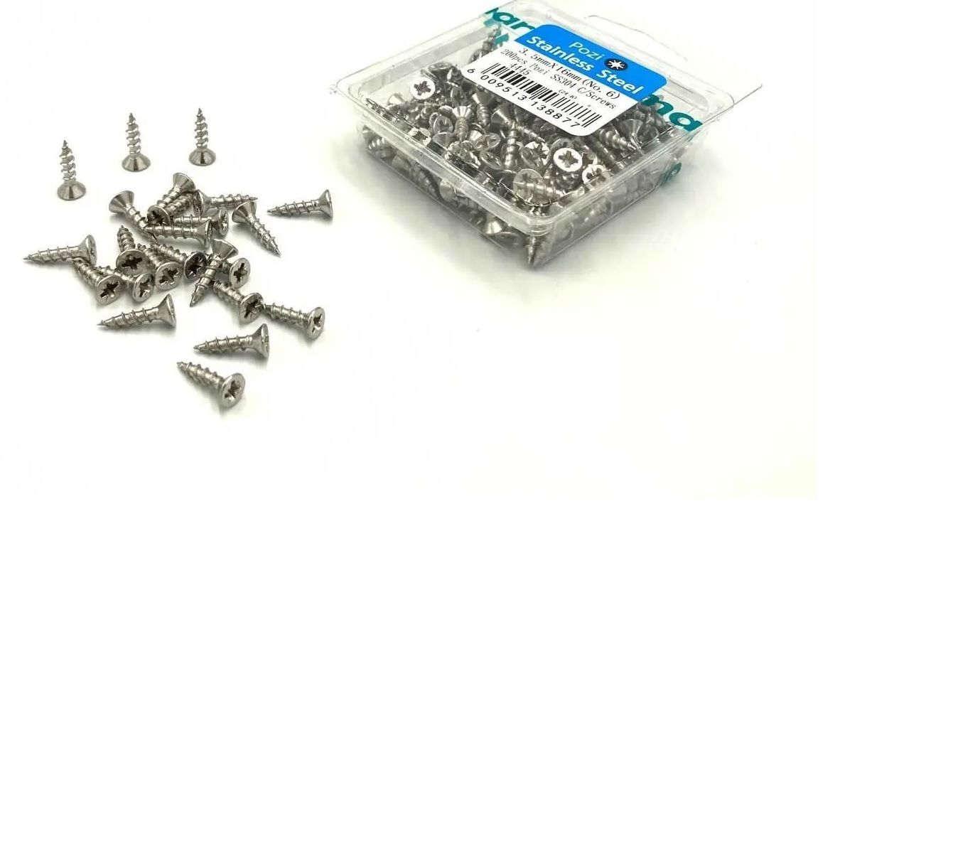 Chipboard Screws, Pozi, No.6, 3.5mm x 16mm, Stainless Steel, 200 Pieces (3 pack) BY WOODLY
