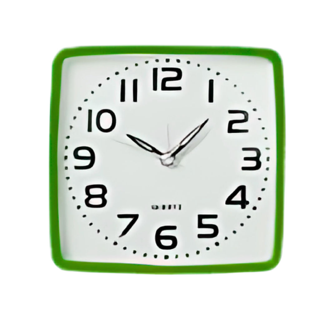 Alarm Clock Plastic Square 12cm  - Green