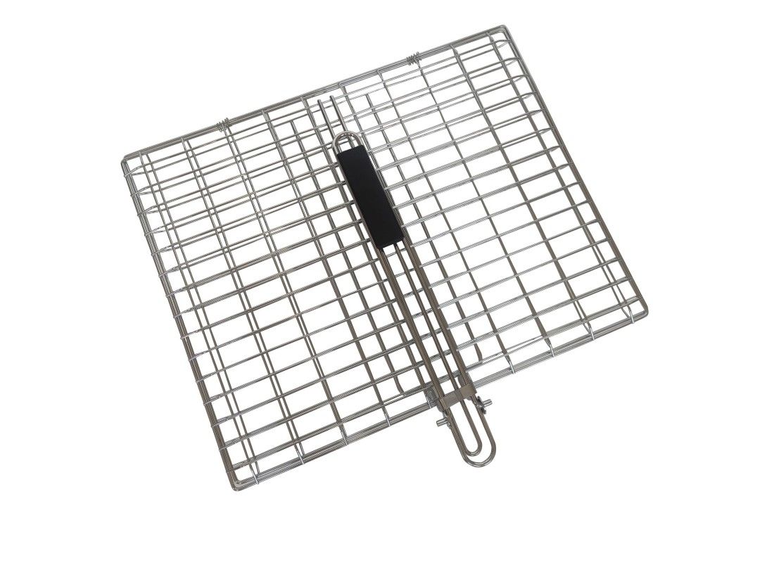 Lifespace Quality Large Braai Grid Basket with Folding Handle - Chrome
