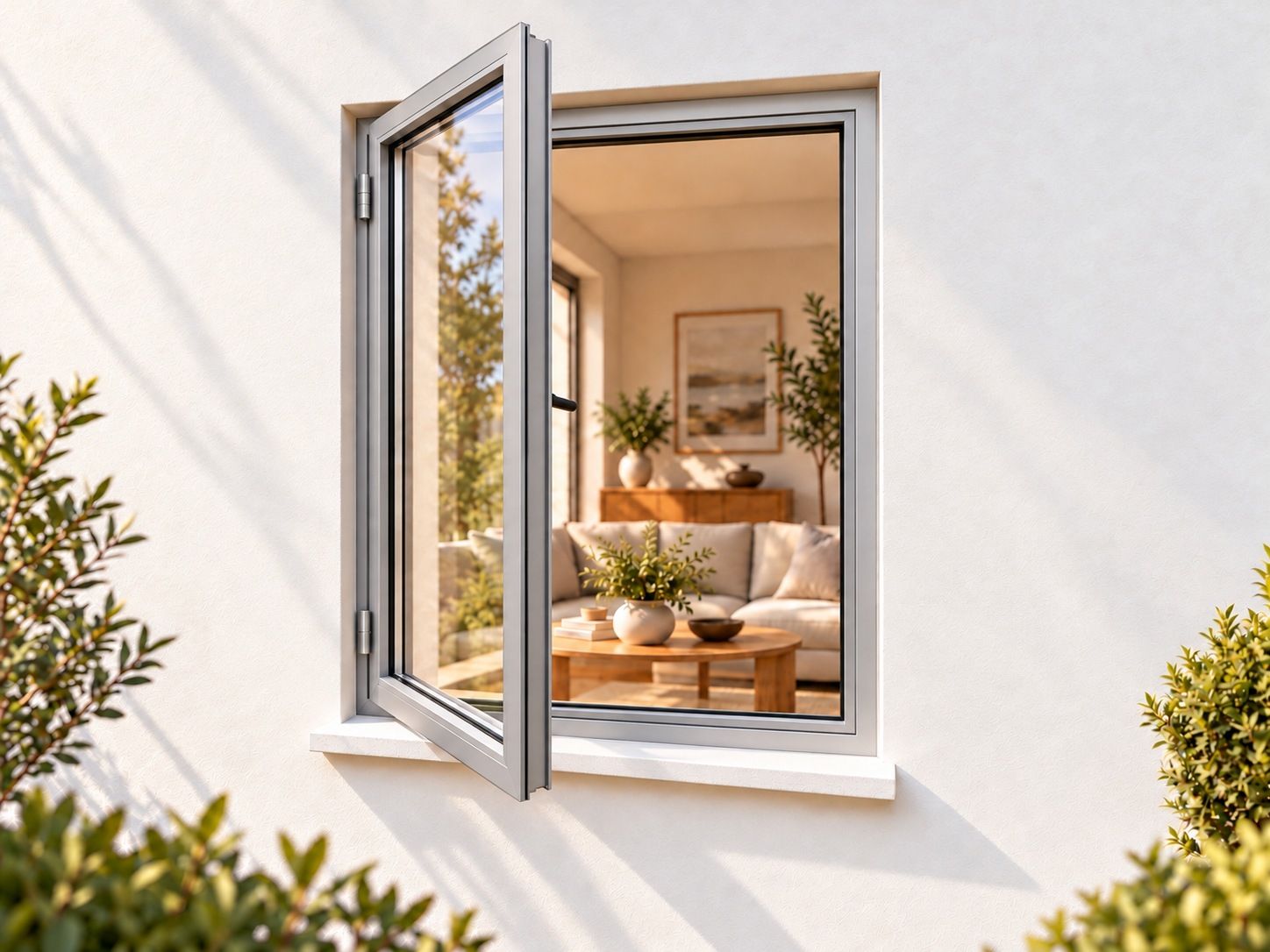 Kenzo Premium Side-Hung Aluminium Window - Silver, 600 900 mm, Left Side Opener