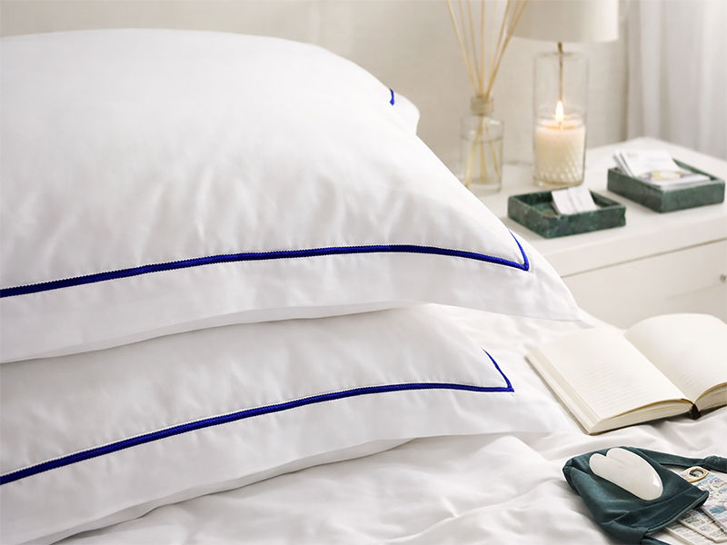 Premium Collection Soft Touch - Oxford Royal Lilac Satin Stitch Pillow Cover Set - Euro Continental - (6 Sets)