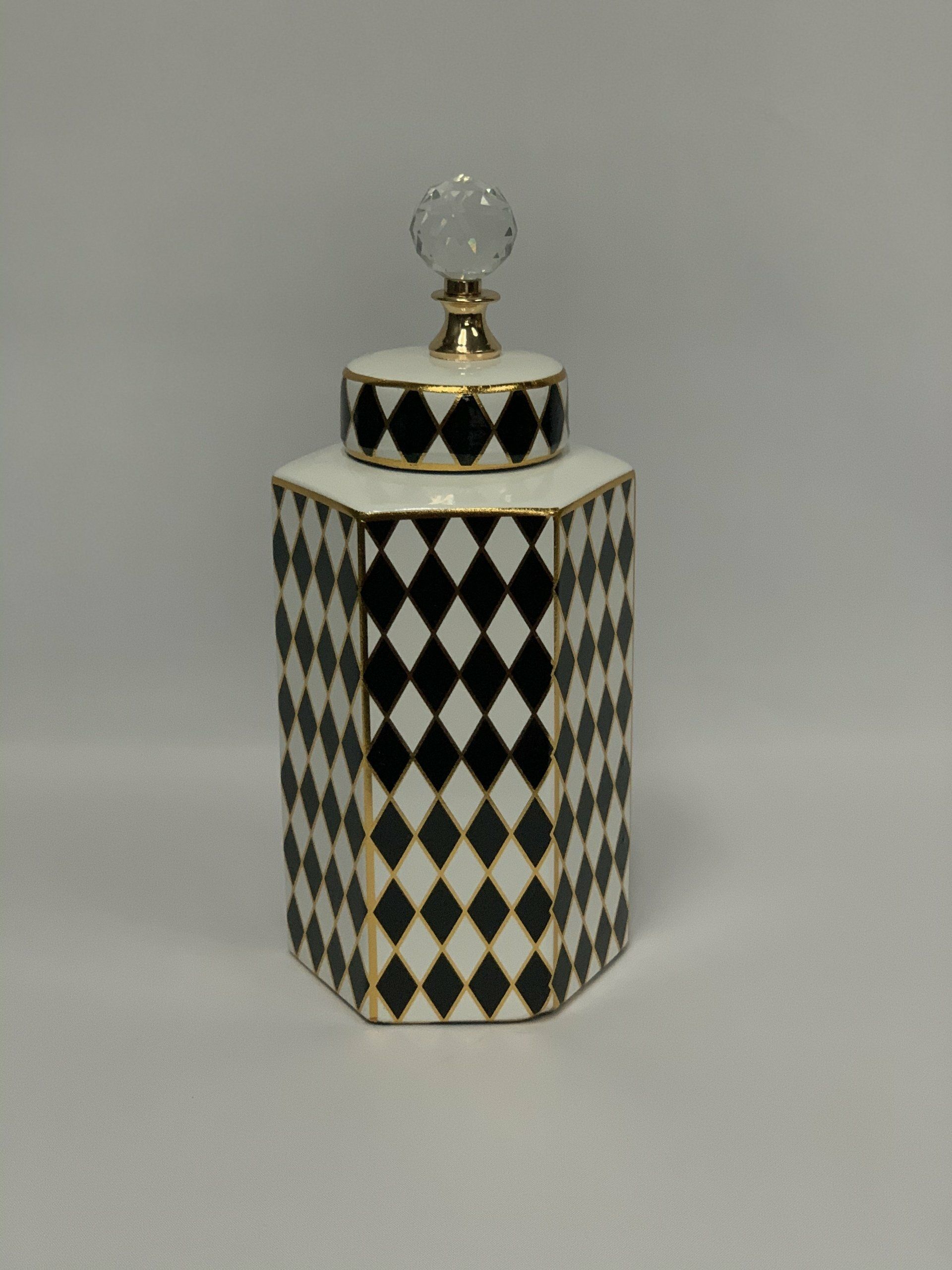 GINGER JAR BLACK/GOLD/CREAM 14.5X12.5X32.5CM