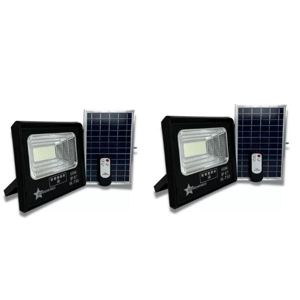 IK-50W IP67 Solar Rechargeable Flood Light - Pack of 2