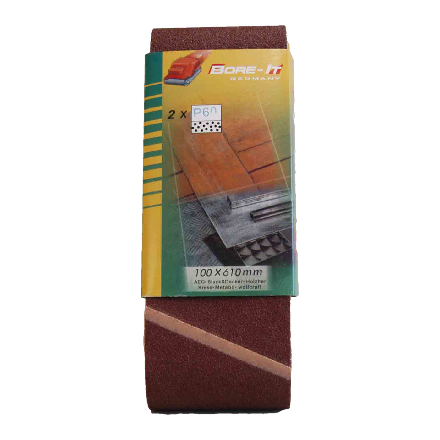 Bore-it - Sanding Belt - 100 X 610mm - 60grit - 2/pkt - 3 Pack