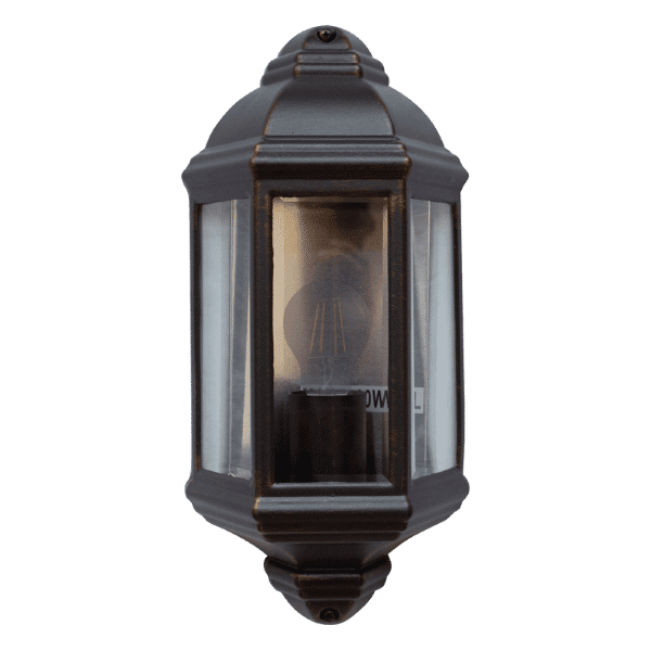 Zebbies Lighitng Dakar Old Gold Outdoor Wall Light with Clear Glass