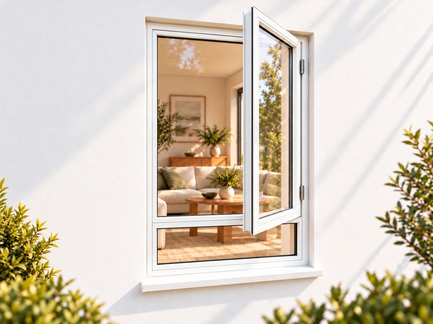 Kenzo Premium Side-Hung Aluminium Window - White, 600 1500 mm, Right Side Opener with Fixed Bottom Pane