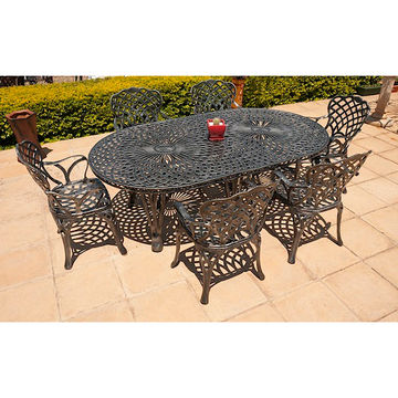 Ageless & Beautiful!   6 Seater Cast Aluminium Patio Furniture Set / Garden Furniture Set / Outdoor Furniture Set - 6 x King Diamond Chairs with  100cm x 185cm Oval King Diamond Table